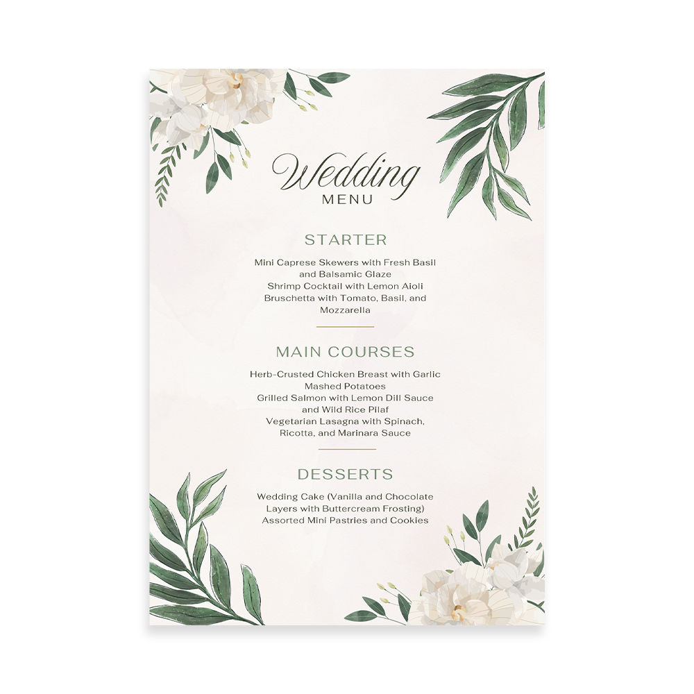menu mockup
