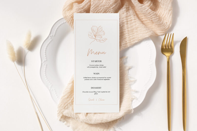 Menu weselne Rose