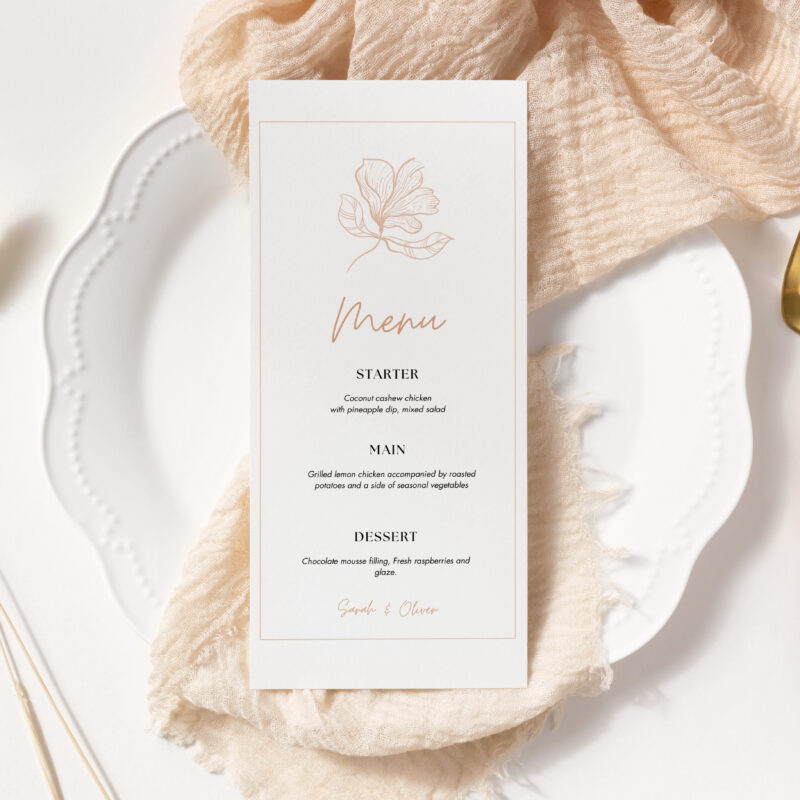 Menu weselne Rose