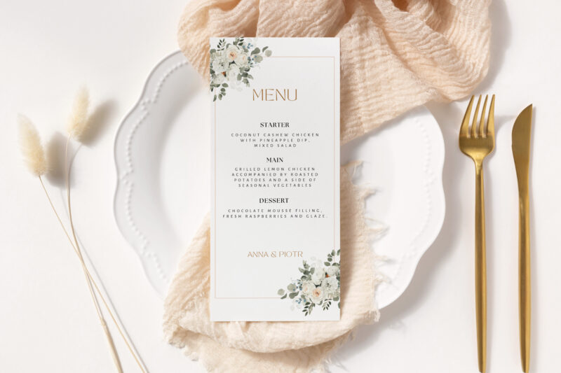 Menu weselne Flowers