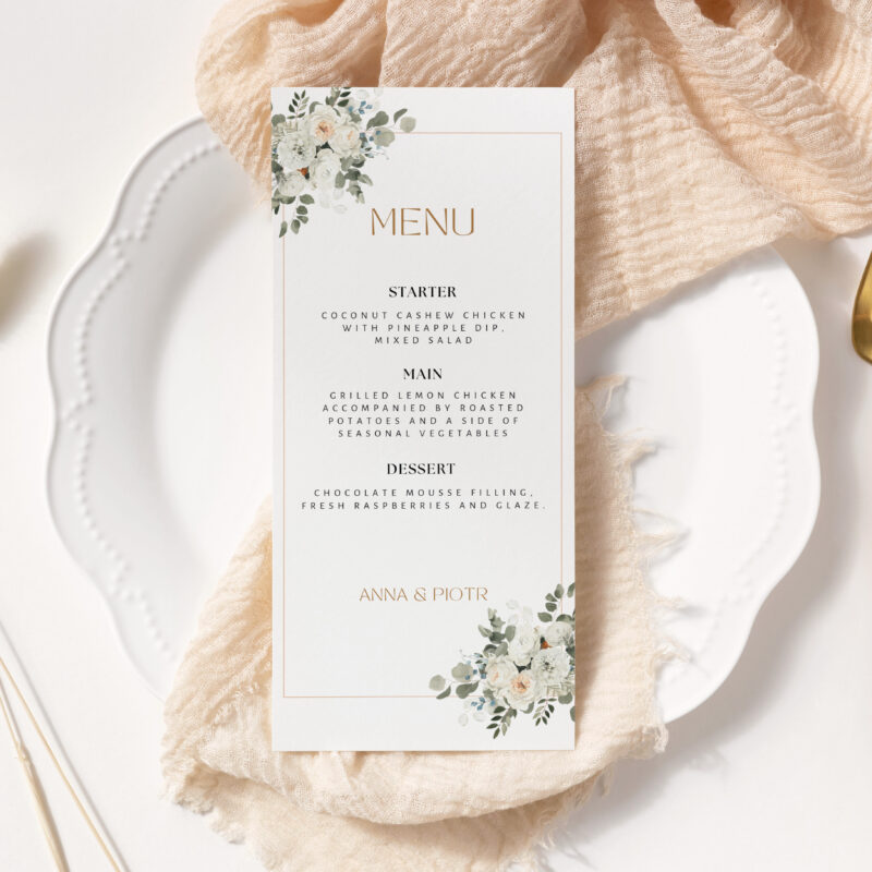 Menu weselne Flowers