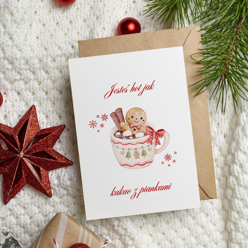 Kartka okolicznościowa - Kakao z piankami - 12 x 17 cm
