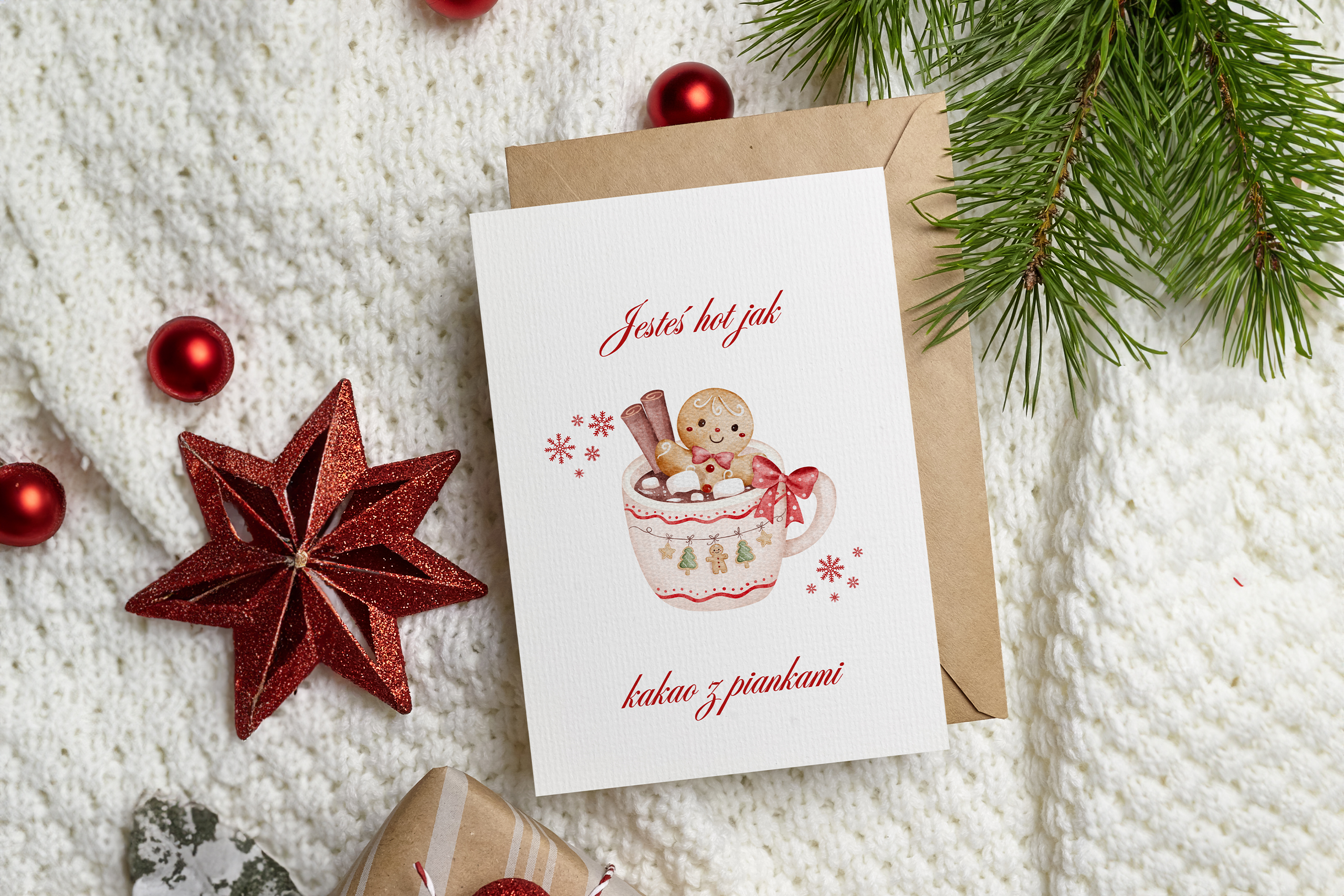 Kartka okolicznościowa - Kakao z piankami - 12 x 17 cm