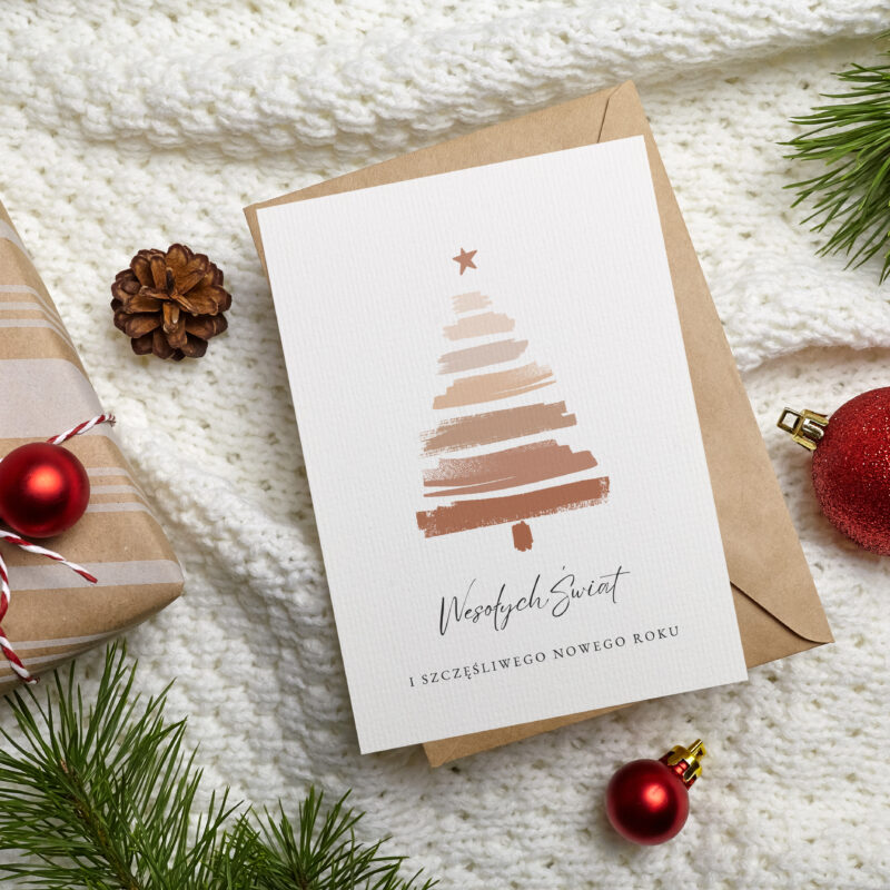 Kartka okolicznościowa - Choinkowy brąz - 12 x 17 cm