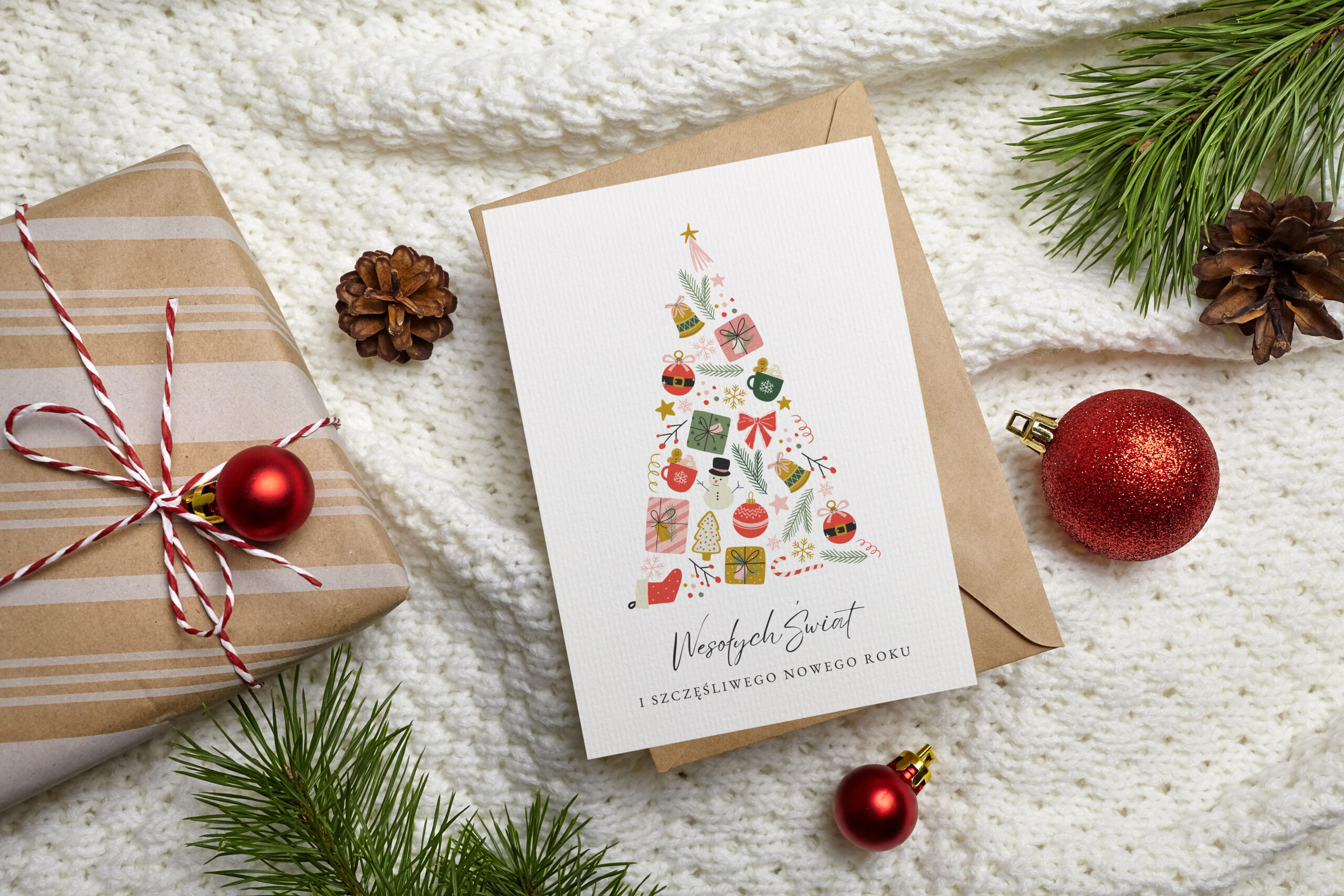 Kartka okolicznościowa - Choinka Prezentów - 12 x 17 cm