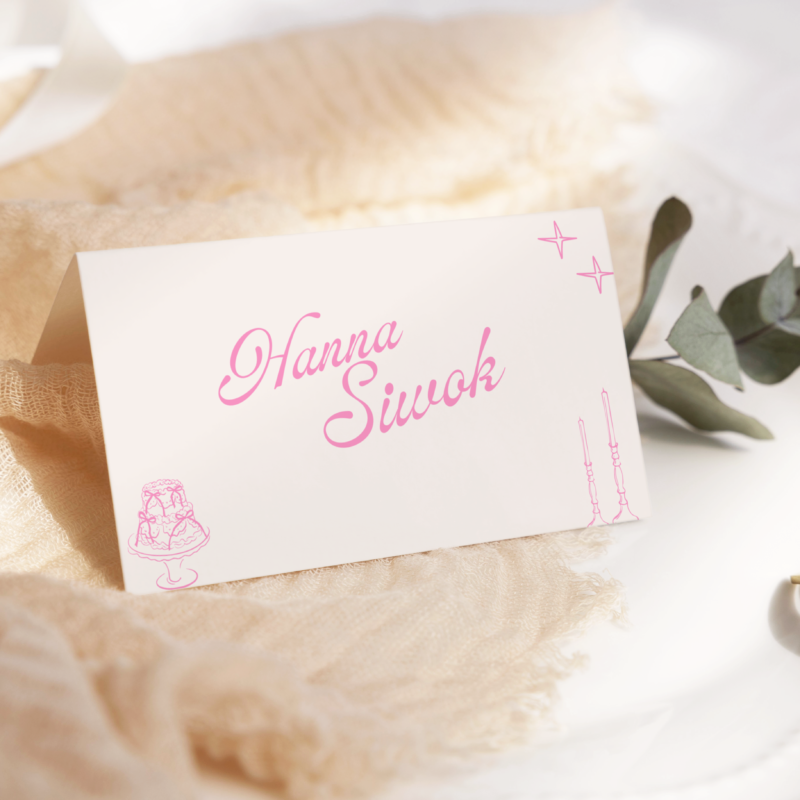 Winietki weselne Pink Party