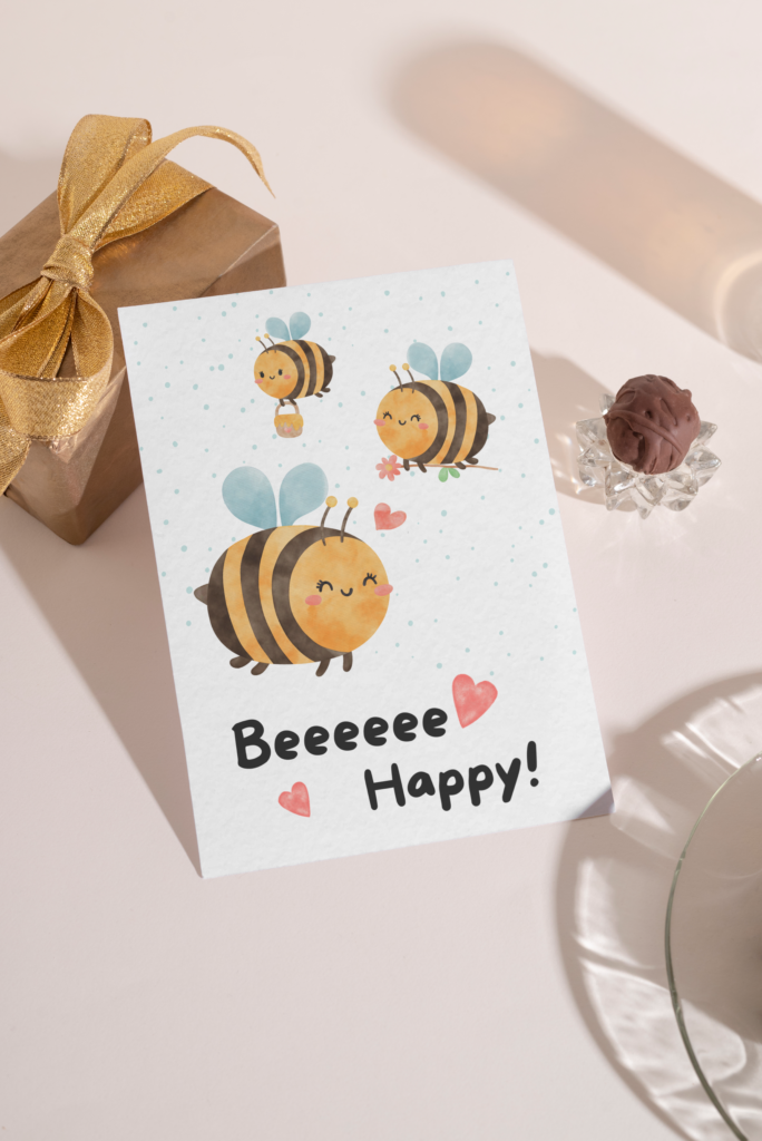 Kartka okolicznościowa - Beeeeeee happy - 12 x 17 cm
