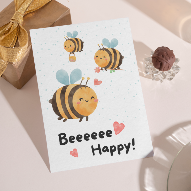 Kartka okolicznościowa - Beeeeeee happy - 12 x 17 cm