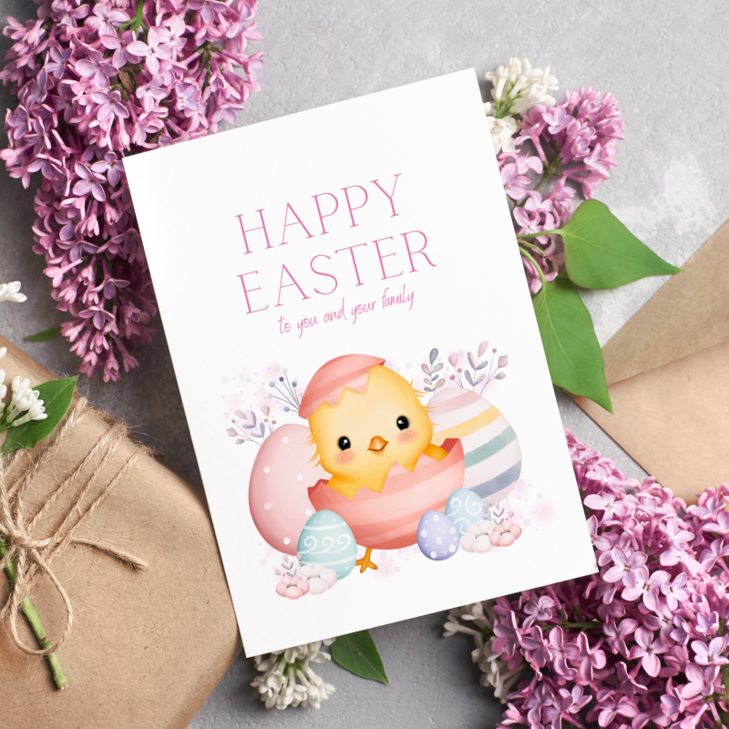 Kartka okolicznościowa - Happy Easter - kurczaczek - 12 x 17 cm