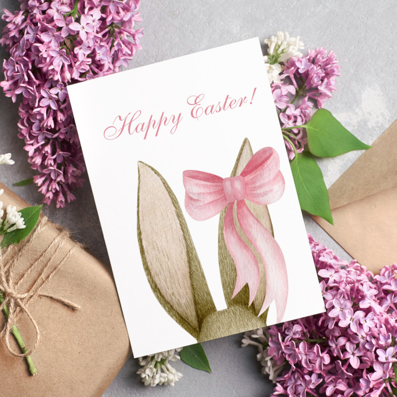 Kartka okolicznościowa - Happy Easter - uszy zająca - 12 x 17 cm