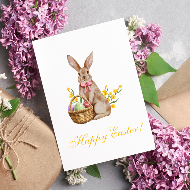 Kartka okolicznościowa - Happy Easter - zając - 12 x 17 cm