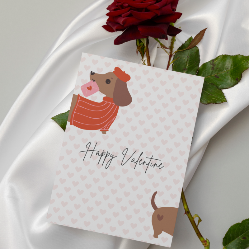 Kartka okolicznościowa - Happy Valentine Jamnik - 12 x 17 cm