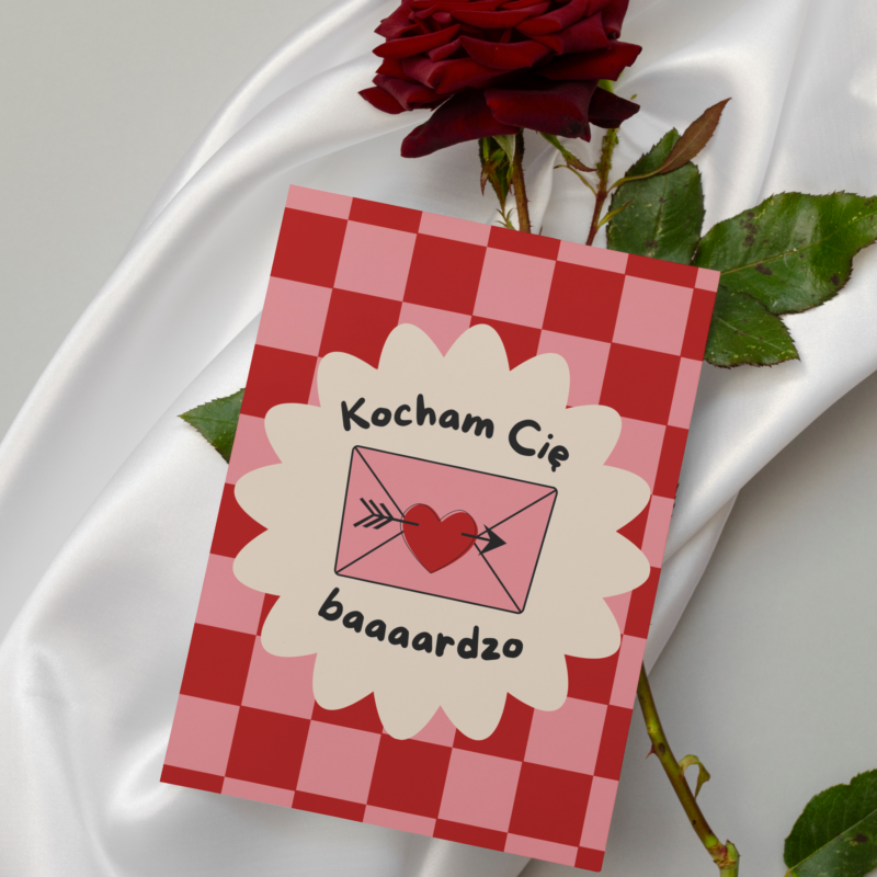 Kartka okolicznościowa - Kocham Cię baaaardzo - 12 x 17 cm