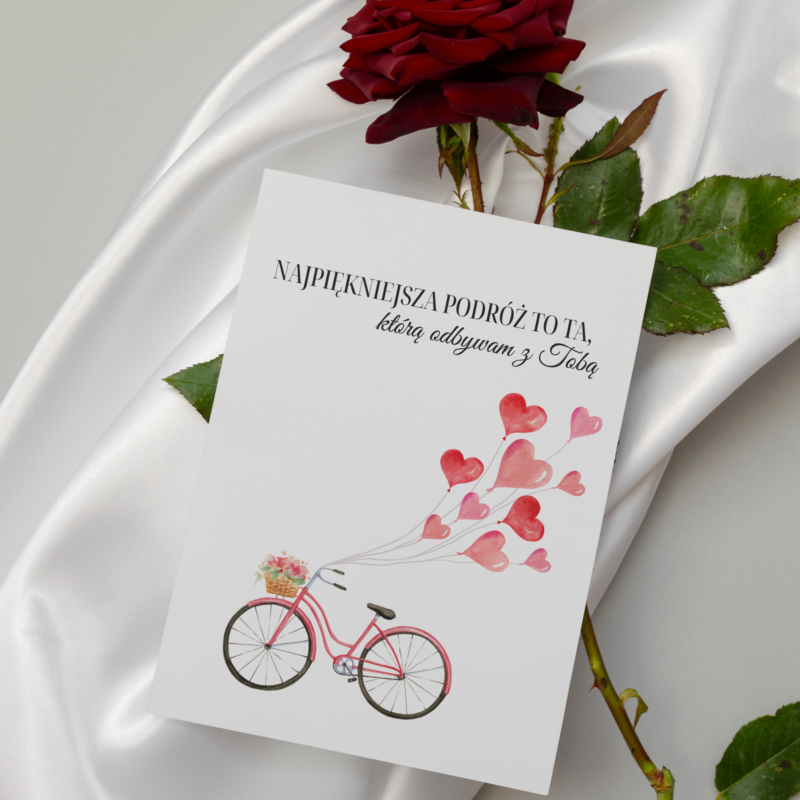 Kartka okolicznościowa - Najpiękniejsza podróż to ta, którą odbywam z Tobą - 12 x 17 cm