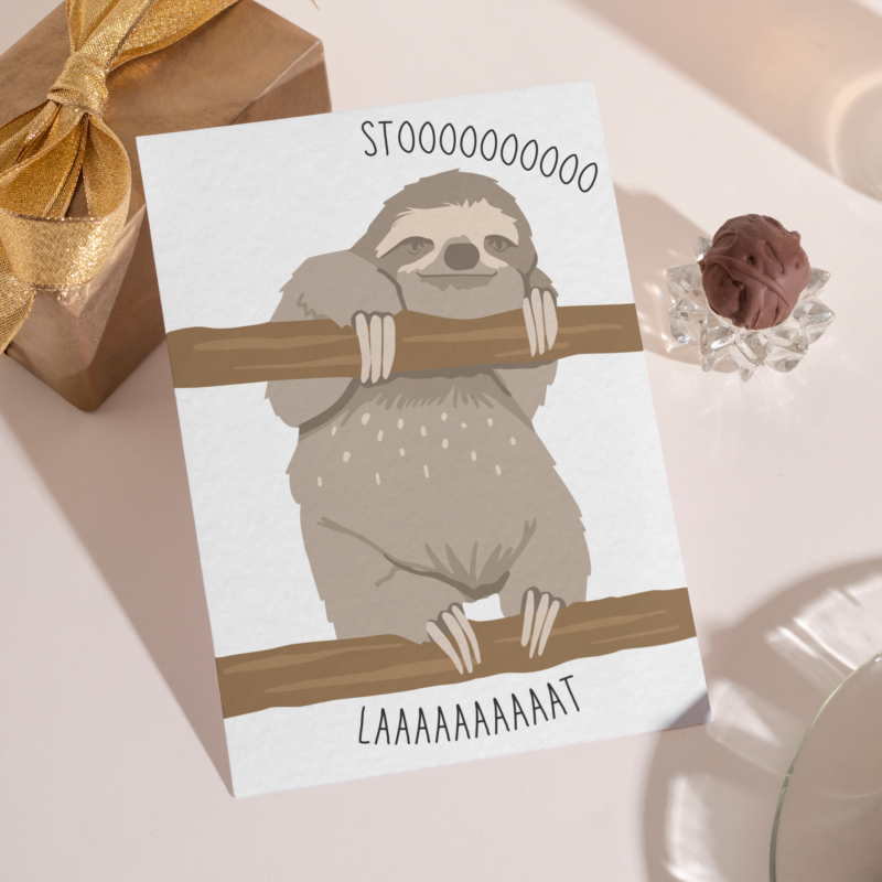 Kartka okolicznościowa - Sto lat leniwiec - 12 x 17 cm