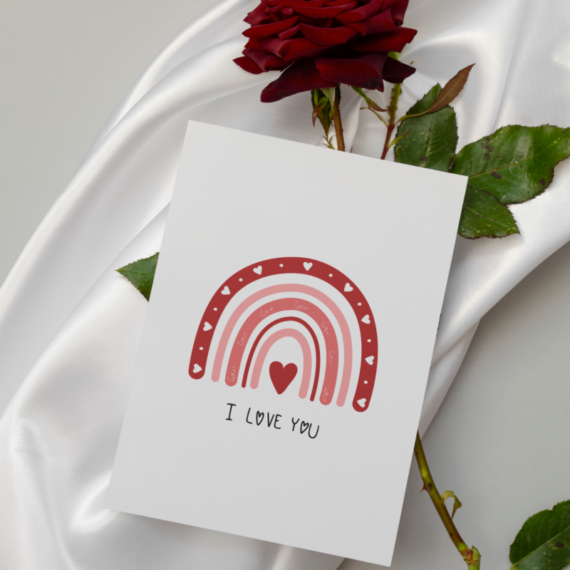 Kartka okolicznościowa - Walentynkowa Tęcza - 12 x 17 cm