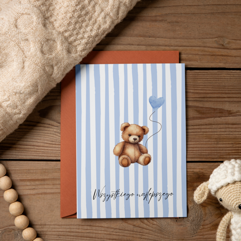 Kartka okolicznościowa - Wszystkiego najlepszego - chłopięca - 12 x 17 cm