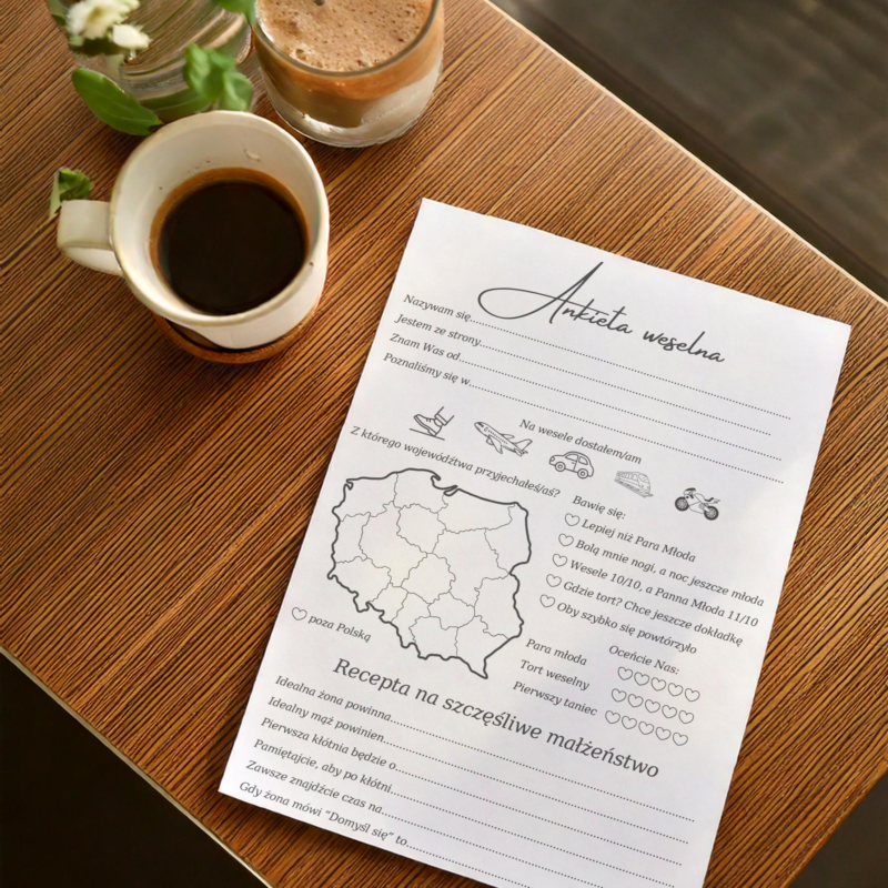 Ankiety weselne dla gości – wzór 2