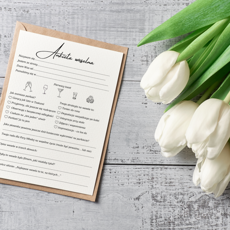 Ankiety weselne dla gości – wzór 1
