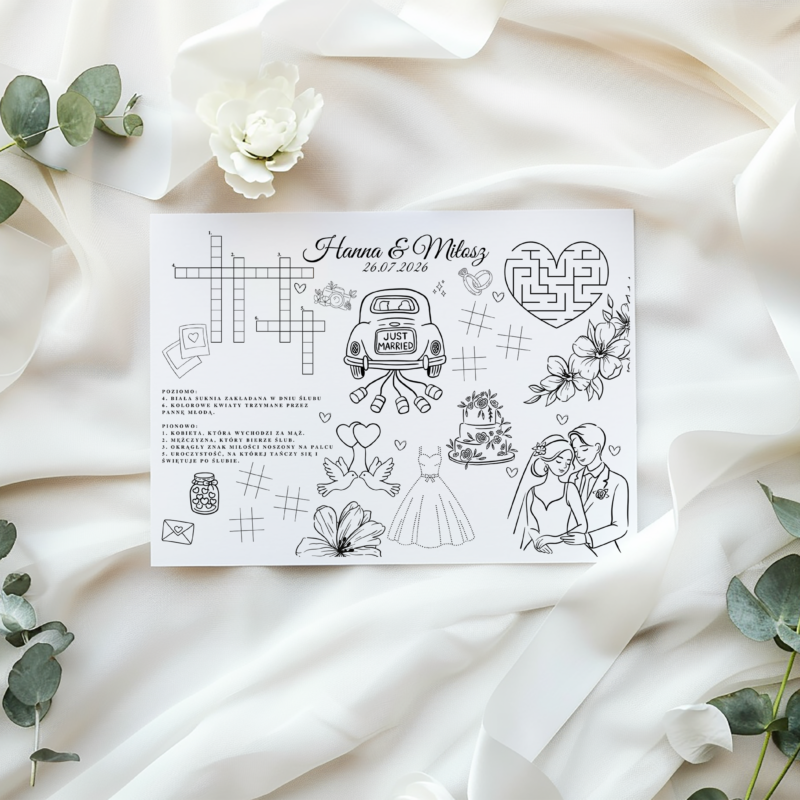 Plansze dla dzieci na wesele A3 – wzór 1